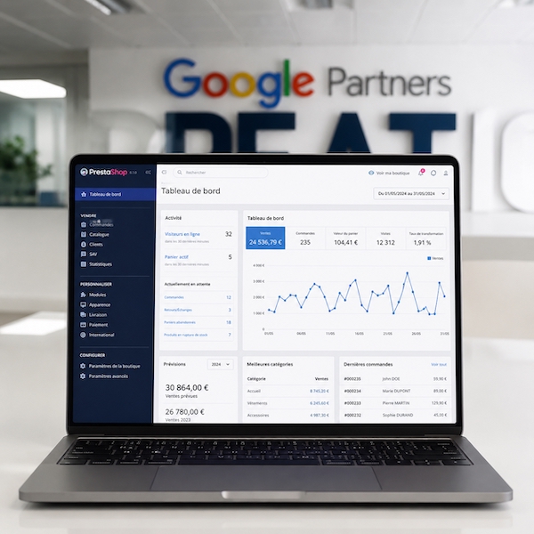 Interface d&rsquo;administration d&rsquo;une boutique PrestaShop personnalis&eacute;e par KREATIC