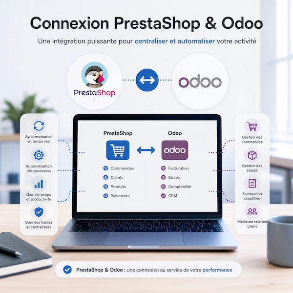 Liaison entre une boutique PrestaShop et l&rsquo;ERP Odoo r&eacute;alis&eacute;e pr&egrave;s de Lille par KREATIC