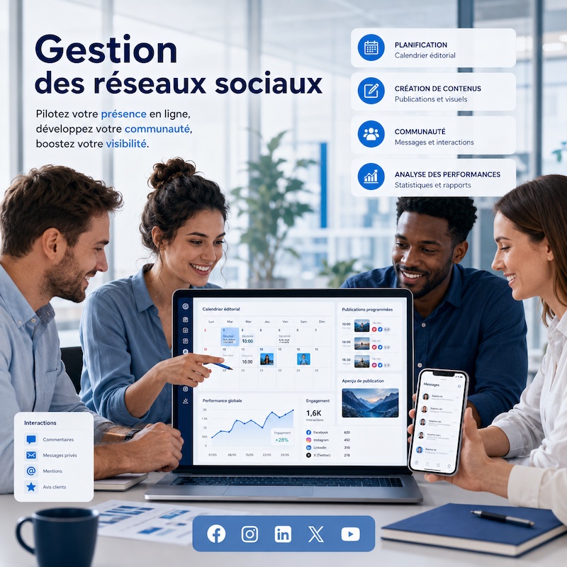 Community manager animant les comptes d&rsquo;une entreprise de la m&eacute;tropole lilloise