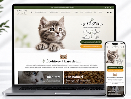Boutique PrestaShop Mistigreen con&ccedil;ue par KREATIC