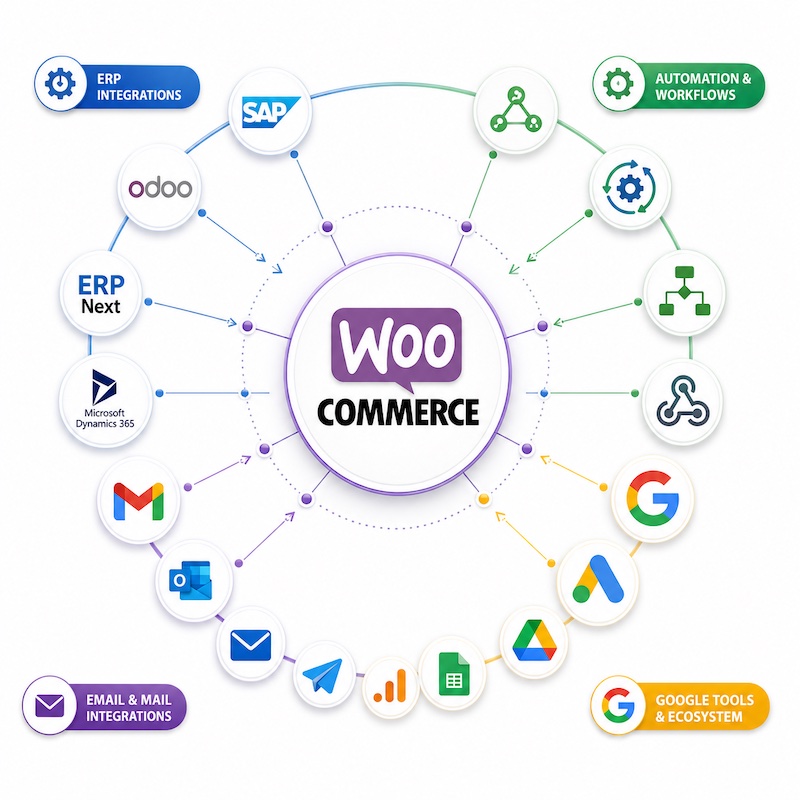Boutique WooCommerce reliée à l’ERP, au CRM et aux outils de gestion de l’entreprise